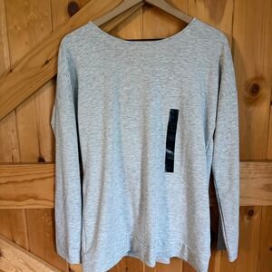 Banana Republic Reversible Wrap Top Large Heather Gray Long Sleeve Athleisure